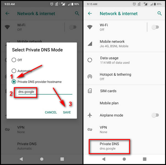 Thay đổi DNS trên Android 9 Pie và mới hơn